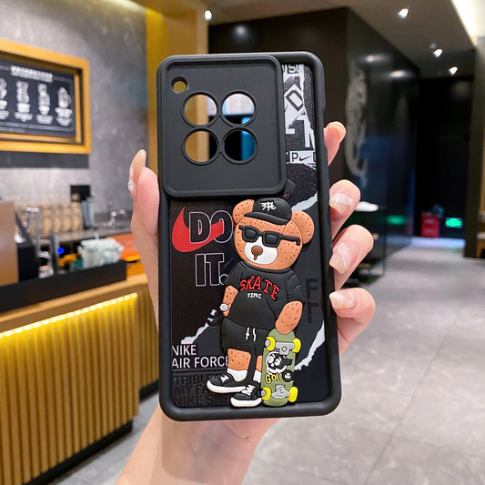 OnePlus 12R 5G Bear Soft Silicone Cute 3D Cartoon Back Cover Case - Bear