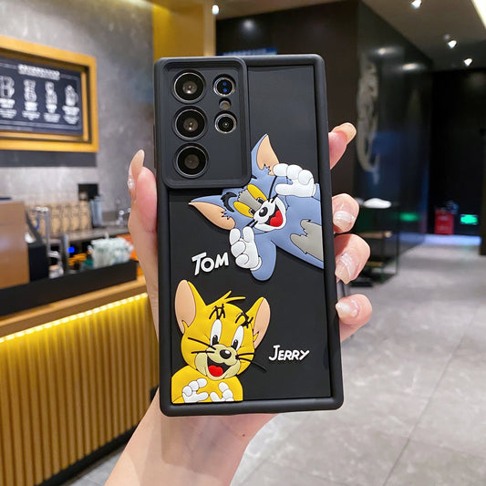 Samsung S24 Ultra 5G Tom & Jerry Soft Silicone Cute 3D Cartoon Back Cover Case - Tom & Jerry