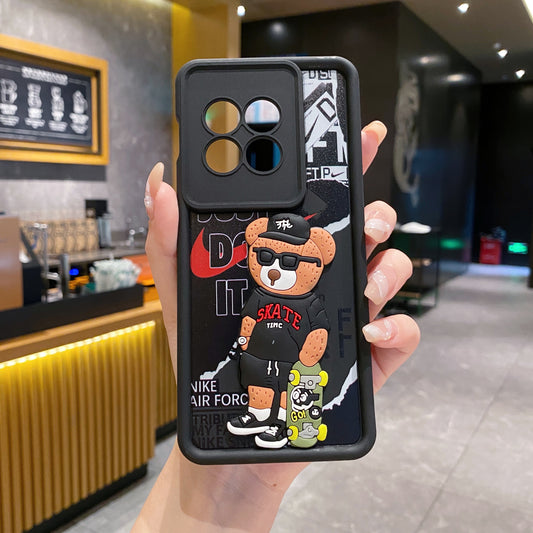 One Plus 11r 5G Bear Soft Silicone Cute 3D Cartoon Back Cover Case - Bear