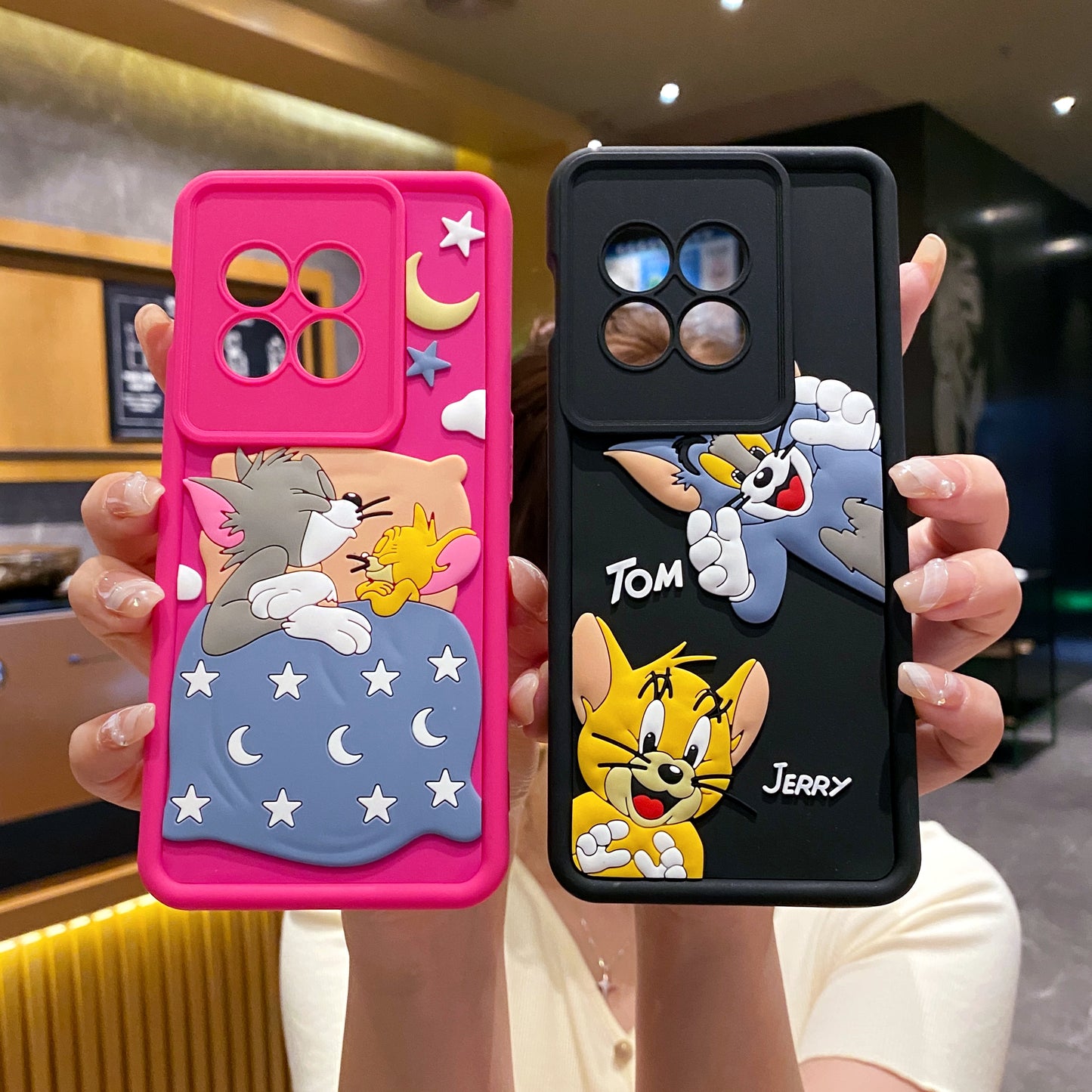 One Plus 11r 5G Tom & Jerry Soft Silicone Cute 3D Cartoon Back Cover Case - Tom & Jerry