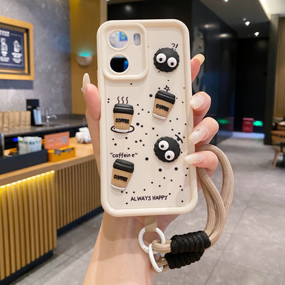 Vivo Y56 5G Coffee Soft Silicone Lanyard Back Cover Case - Lanyard 2