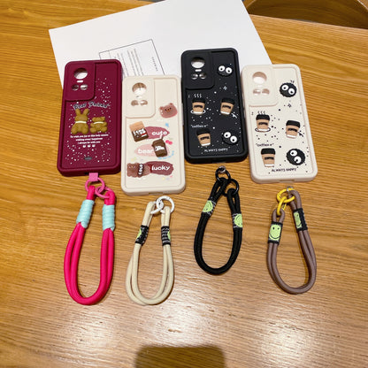 Oppo Reno 10/10 Pro 5G Coffee Soft Silicone Lanyard Back Cover Case - Lanyard 4