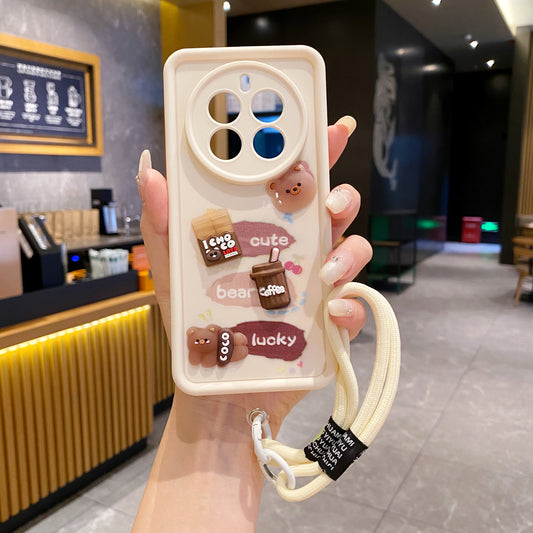 Realme 12 Pro/12 Pro+ 5G Coffee Soft Silicone Lanyard Back Cover Case - Lanyard 4