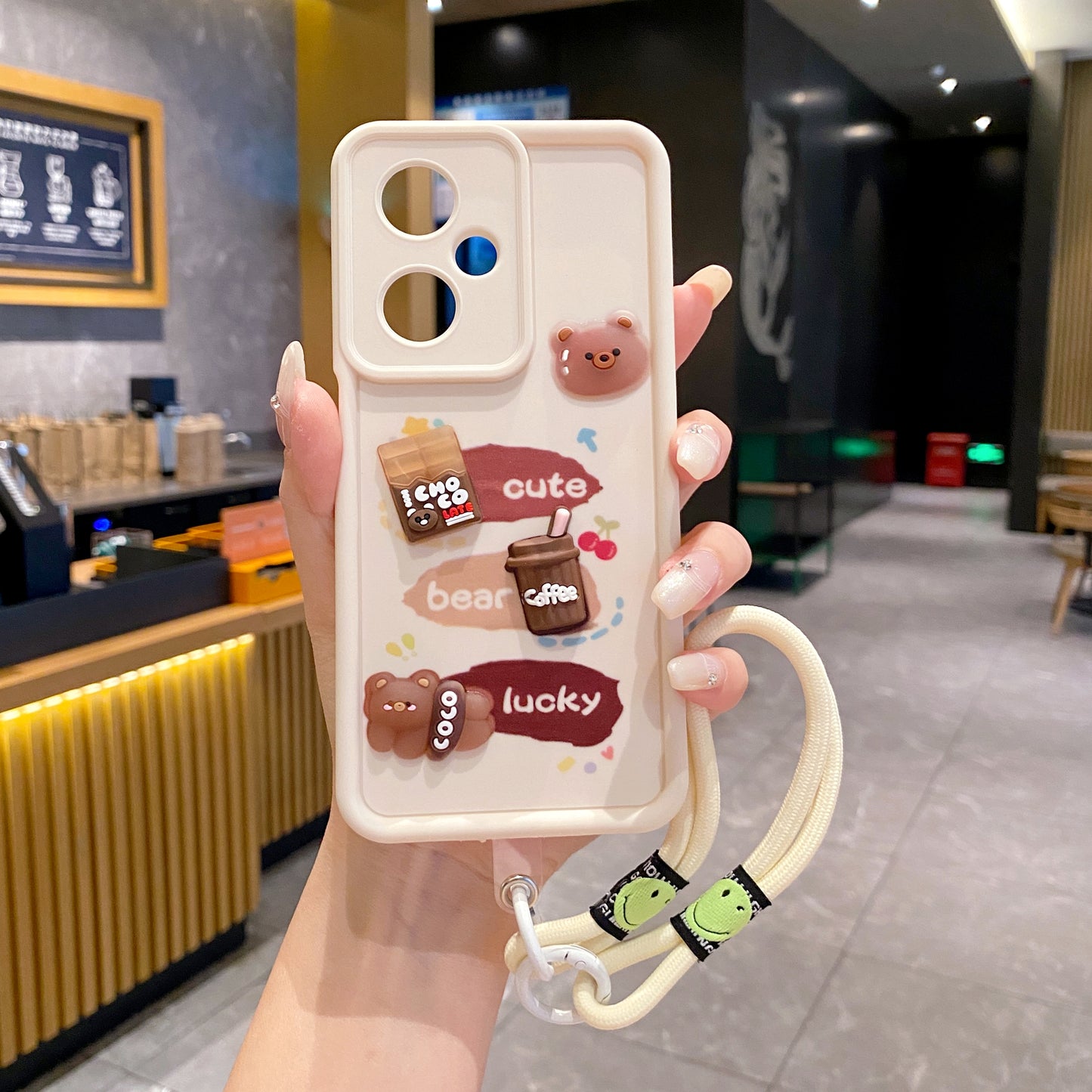 OnePlus Nord CE 3 Lite 5G Coffee Soft Silicone Lanyard Back Cover Case - Lanyard 4