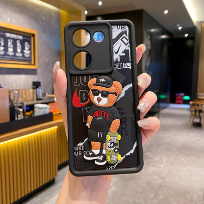 Vivo Y200 Pro 5G Bear Soft Silicone Cute 3D Cartoon Back Cover Case - Bear