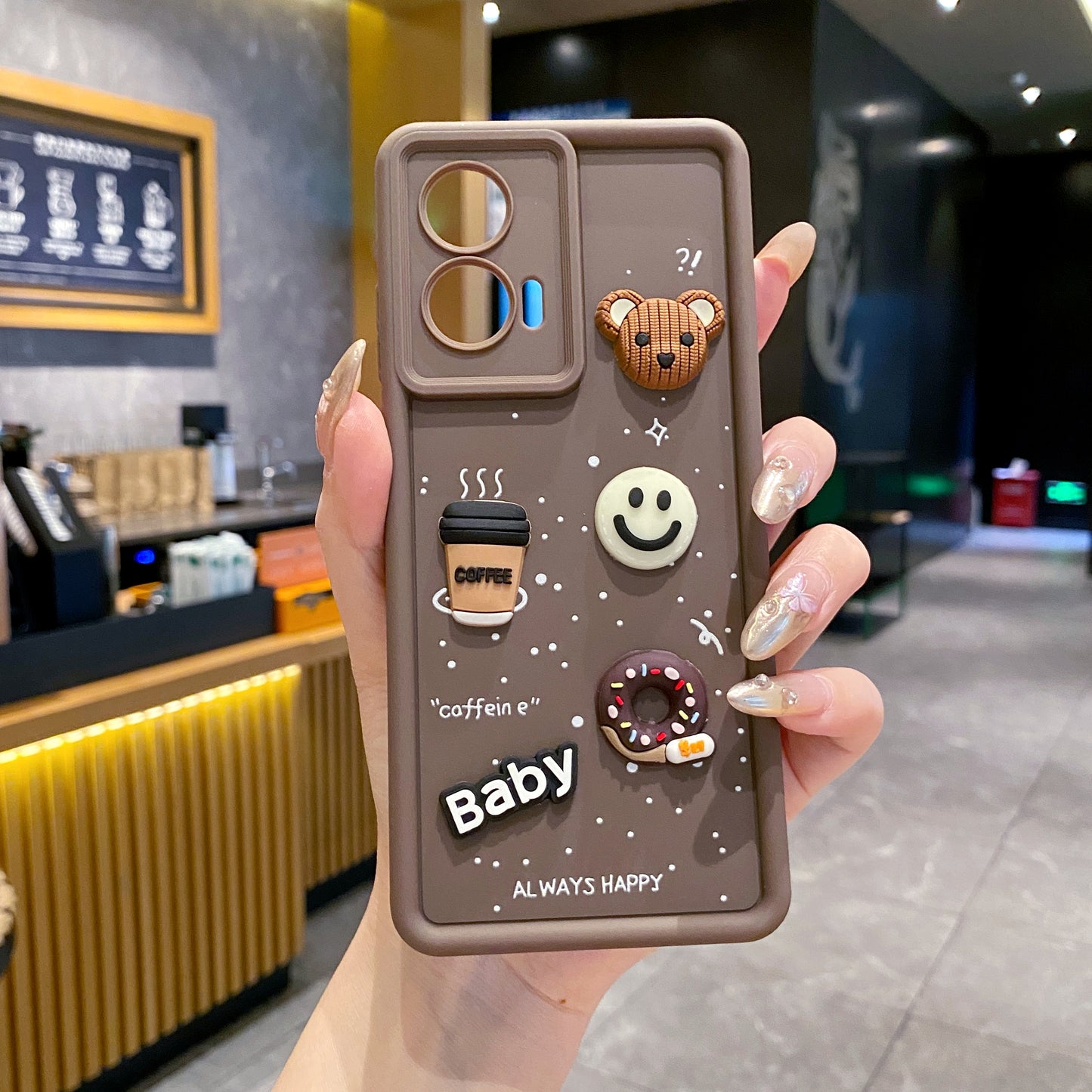 Motorola Moto G85 5G Coffee Soft Silicone Cute 3D Cartoon Back Cover Case - Brown