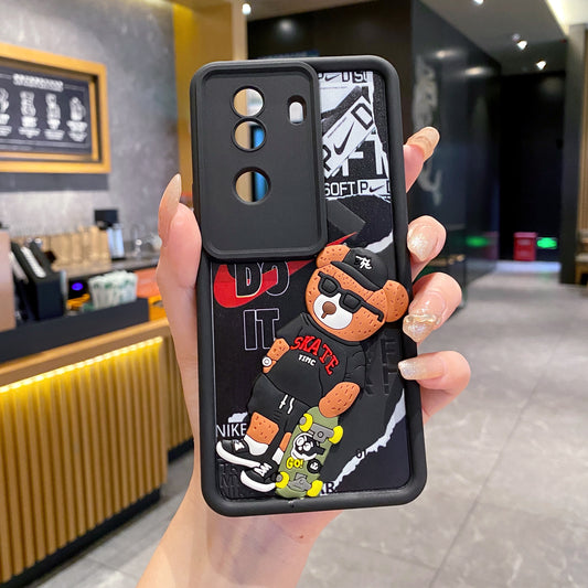 Vivo V40e/iQoo Z9s 5G Bear Soft Silicone Cute 3D Cartoon Back Cover Case - Bear