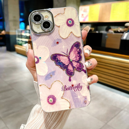 Apple iPhone Pro Series 3D Hot Trending Rhinestone Flowers case - Pattern 7