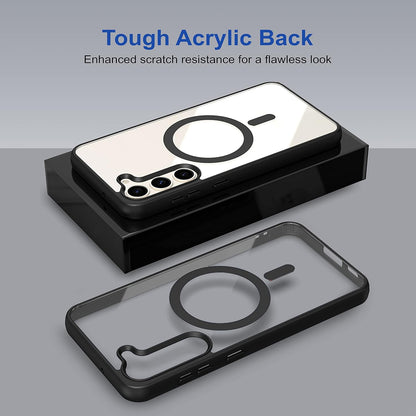 Samsung S23 5g Anti Yellow Clear Magsafe Back Case Cover - Black