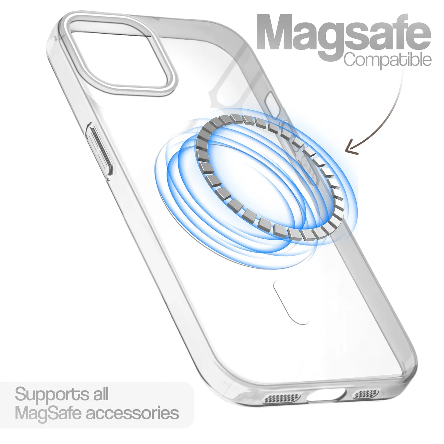 Apple iPhone 15 Premium Crystal Clear Anti-Yellowing Wireless Charging Support Case - Crystal White