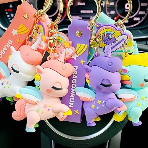 Combo (Pack Of 2) Cute Cartoon 3D Silicon PVC KeyRings - Unicorn 1