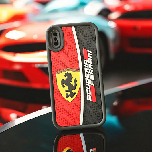 Apple iPhone X/Xs Soft Silicone Cute 3D Cartoon Back Cover Case - Ferrari