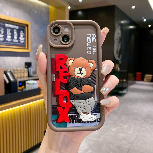 Apple iPhone Bear Soft Silicone Cute 3D Cartoon Back Cover Case - Bear 2