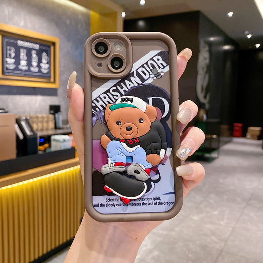 Apple iPhone Bear Soft Silicone Cute 3D Cartoon Back Cover Case - Bear 3