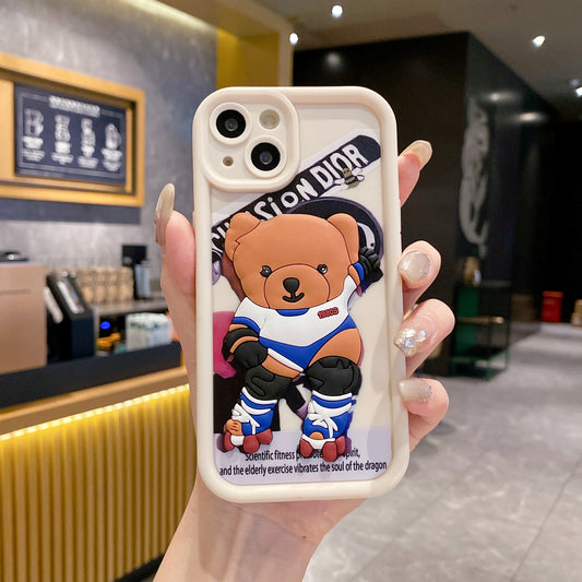 Apple iPhone Bear Soft Silicone Cute 3D Cartoon Back Cover Case - Bear 4