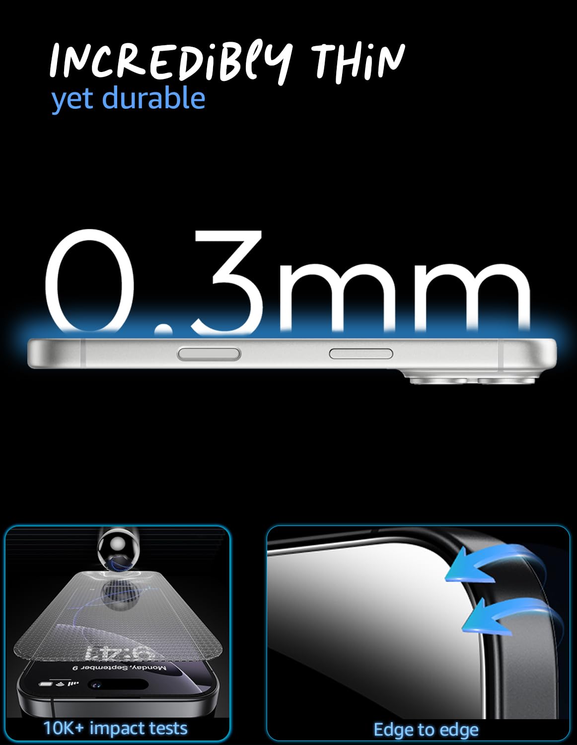 Apple iPhone 15 Pro Border-Less Dust Proof Gorilla Crystal Clear Tempered Glass