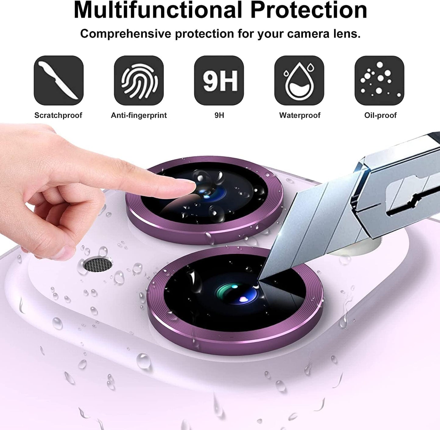 Apple iPhone 15 Pro Camera Lens Protector with Aluminum Alloy Rings