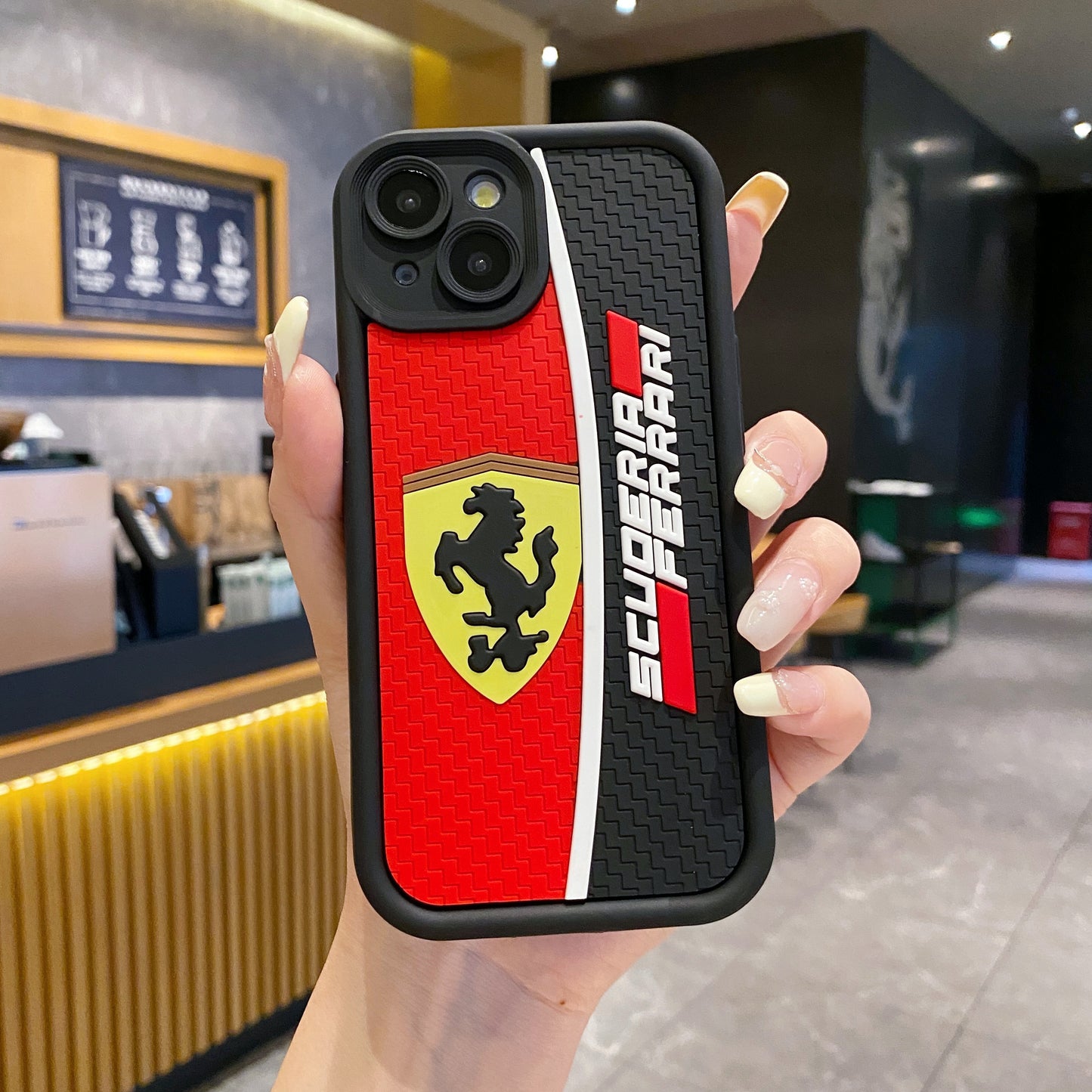 Apple iPhone Soft Silicone Cute 3D Cartoon Back Cover Case - Ferrari