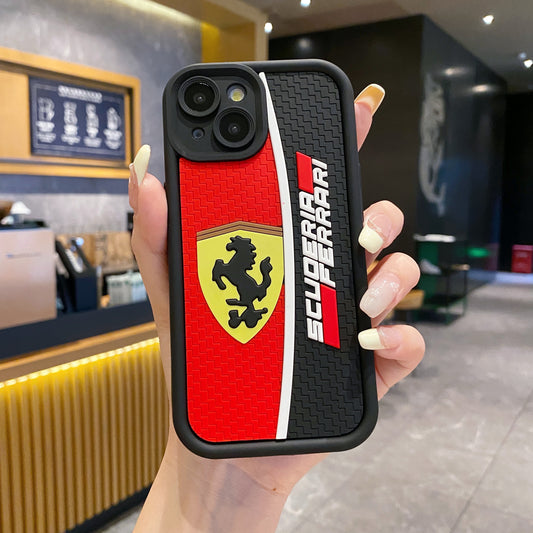 Apple iPhone Soft Silicone Cute 3D Cartoon Back Cover Case - Ferrari