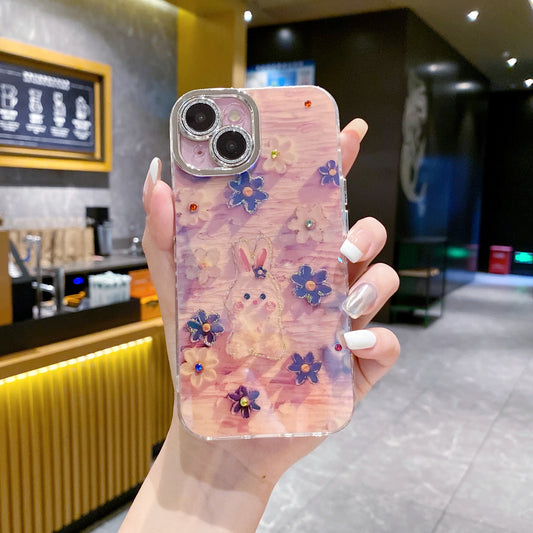 Apple iPhone Series 3D Hot Trending Rhinestone Flowers case - Pattern 6