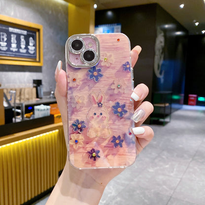 Apple iPhone Pro Series 3D Hot Trending Rhinestone Flowers case - Pattern 6