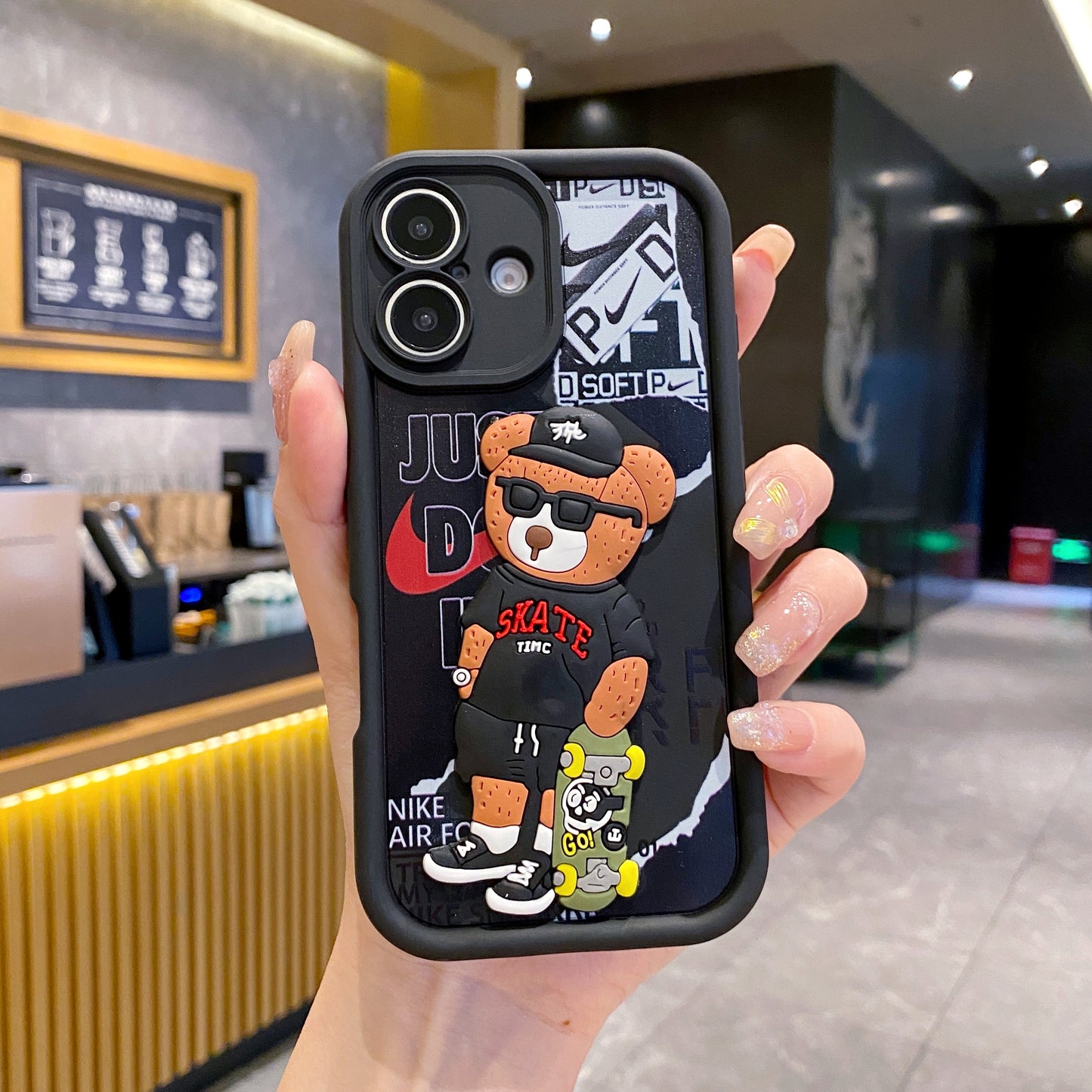 Apple iPhone 16 Series Bear Soft Silicone Cute 3D Cartoon Back Cover Case - Bear 1