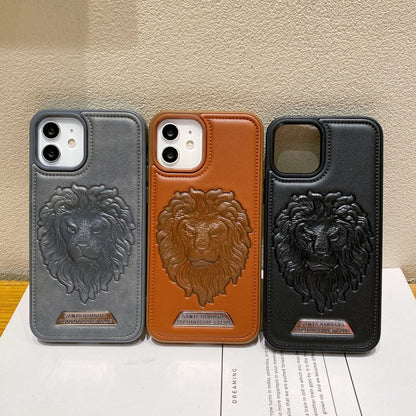 Apple iPhone 11 Branded Premium Lion Face Leather Back Case - Brown