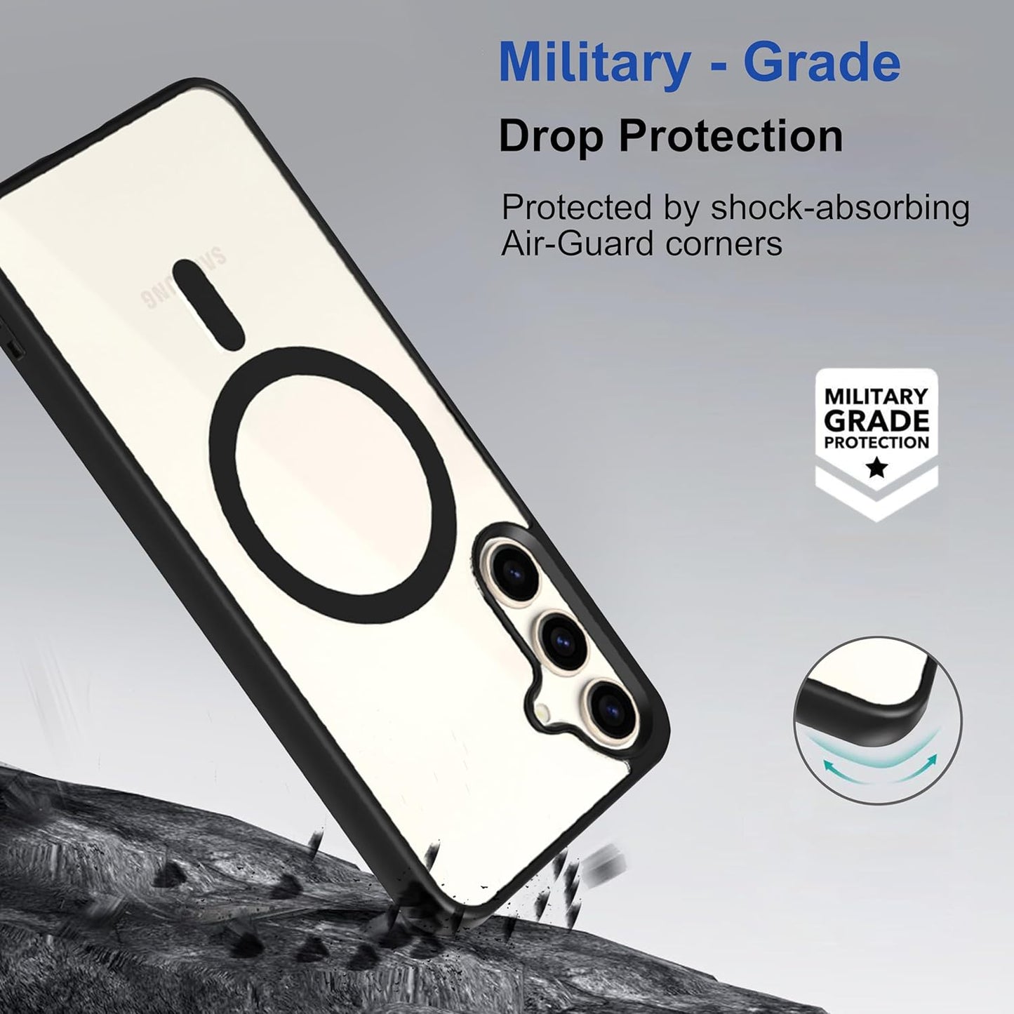 Samsung S23 Fe 5g Anti Yellow Clear Magsafe Back Case Cover - Black