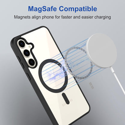 Samsung S23 Fe 5g Anti Yellow Clear Magsafe Back Case Cover - Black