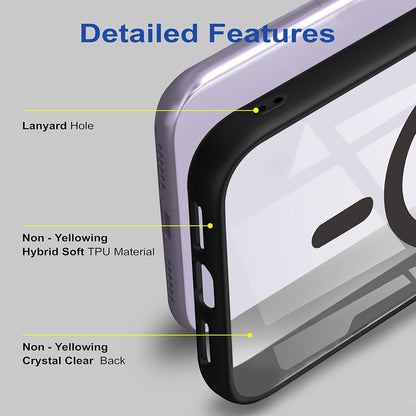 Samsung S25 5g Anti Yellow Clear Magsafe Back Case Cover - Black