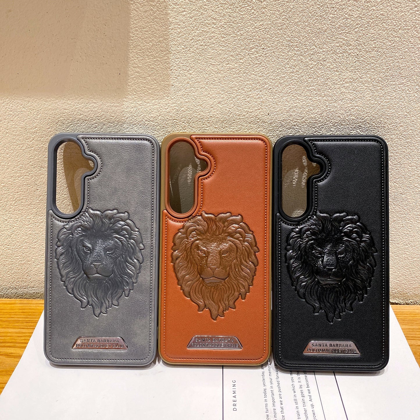 Samsung S24 5G Branded Premium Lion Face Leather Back Case - Black
