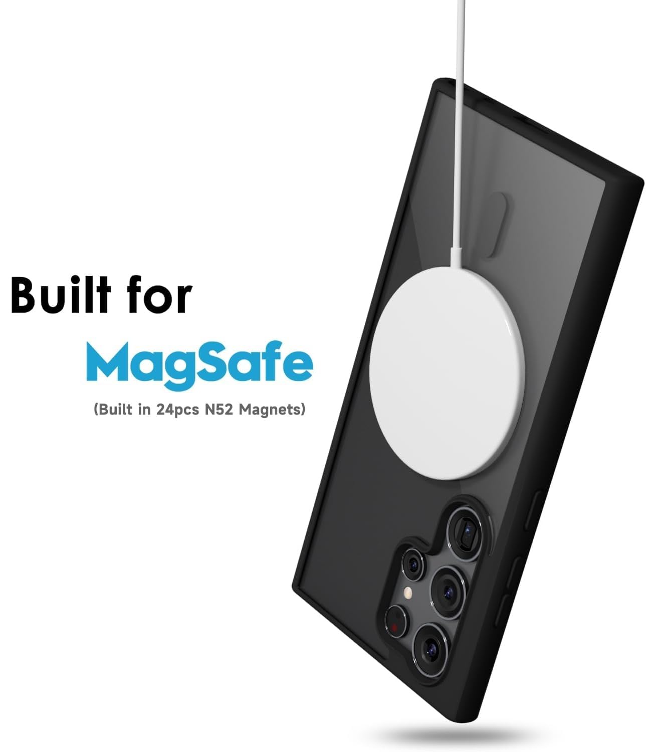 Samsung S24 Ultra 5g Anti Yellow Clear Magsafe Back Case Cover - Black