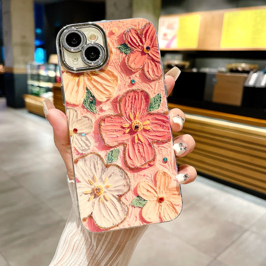 Apple iPhone Series 3D Hot Trending Rhinestone Flowers case - Pattern 10